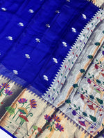 Royal Blue Meenakari Kota Silk Handwoven Banarasi Saree