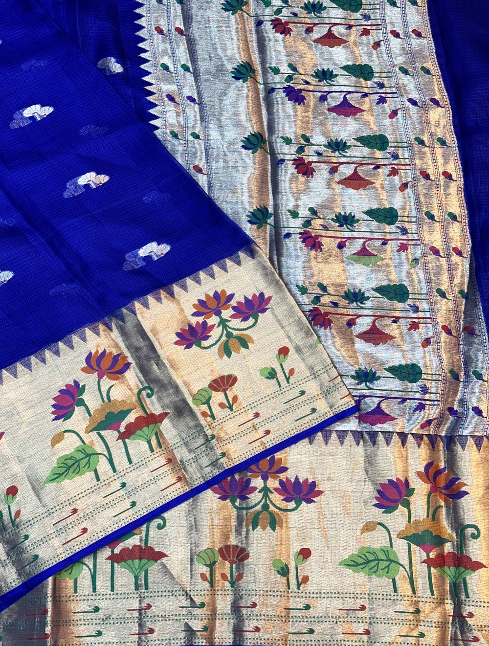 Royal Blue Meenakari Kota Silk Handwoven Banarasi Saree