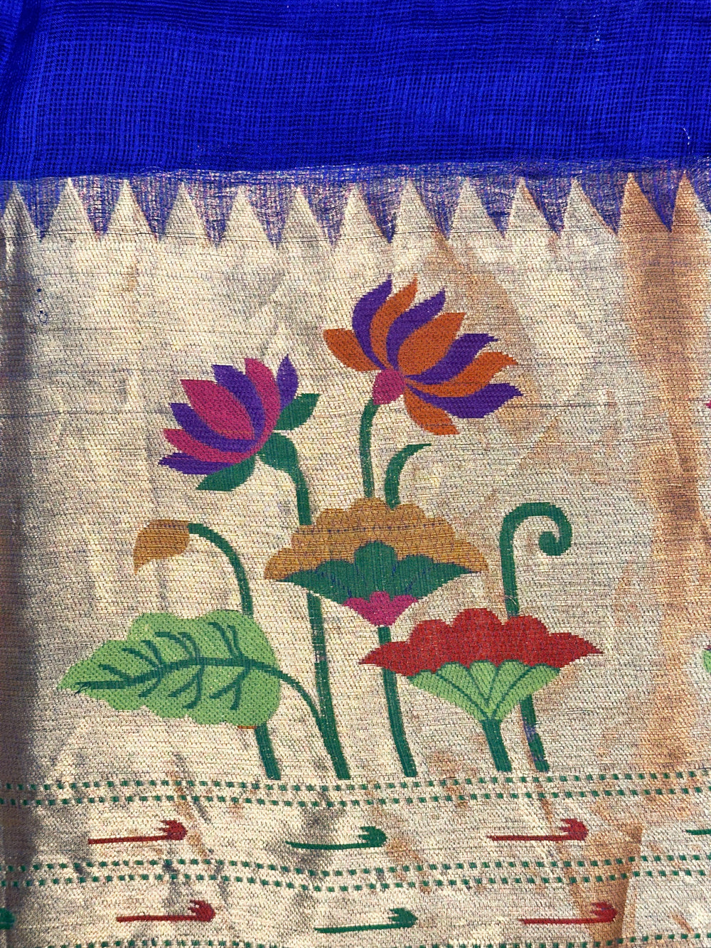 Royal Blue Meenakari Kota Silk Handwoven Banarasi Saree