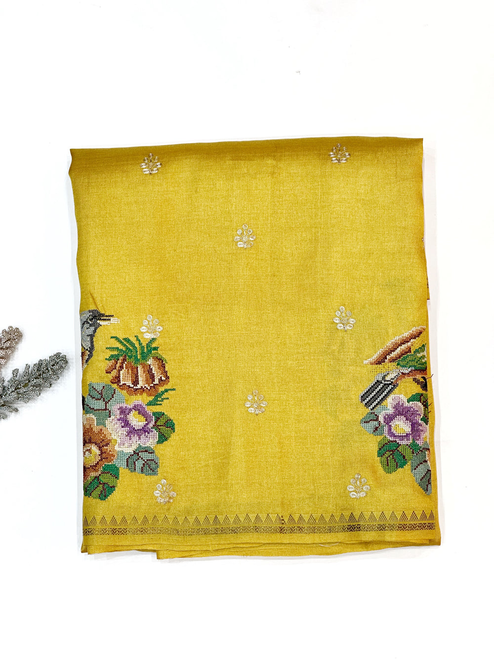 Lemon Yellow Meenakari Kota Silk Handwoven Banarasi Saree