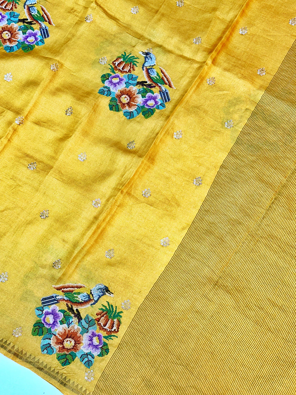 Lemon Yellow Meenakari Kota Silk Handwoven Banarasi Saree