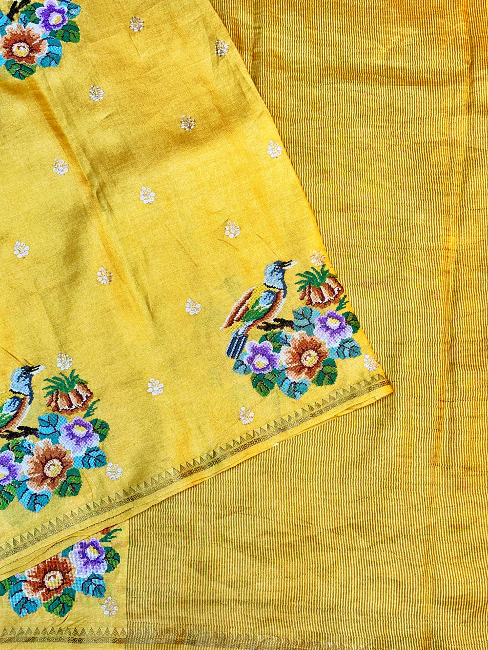 Lemon Yellow Meenakari Kota Silk Handwoven Banarasi Saree