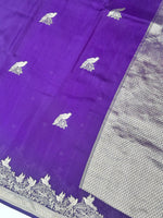 Violet Purple Motif Katan Silk Handwoven Banarasi Saree