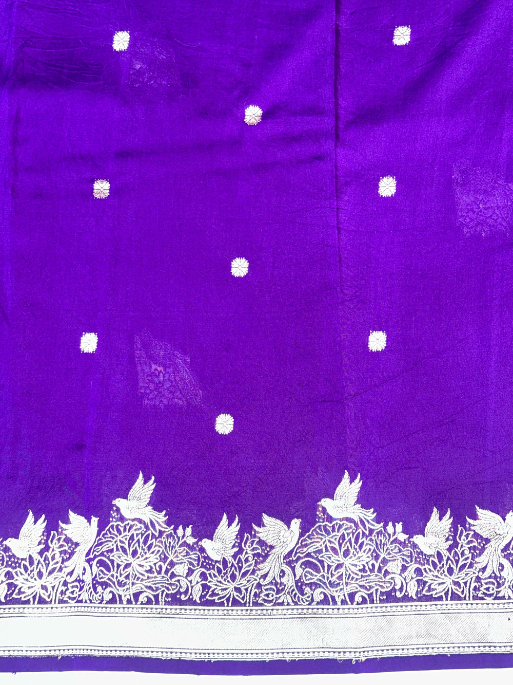 Violet Purple Motif Katan Silk Handwoven Banarasi Saree