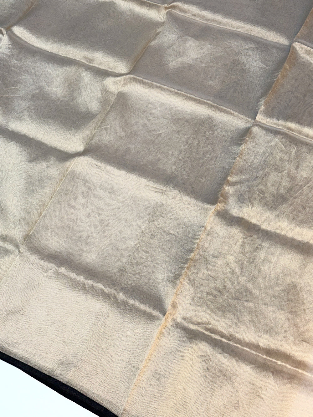 Ivory White Plain Tissue Silk  Handwoven Banarasi Saree