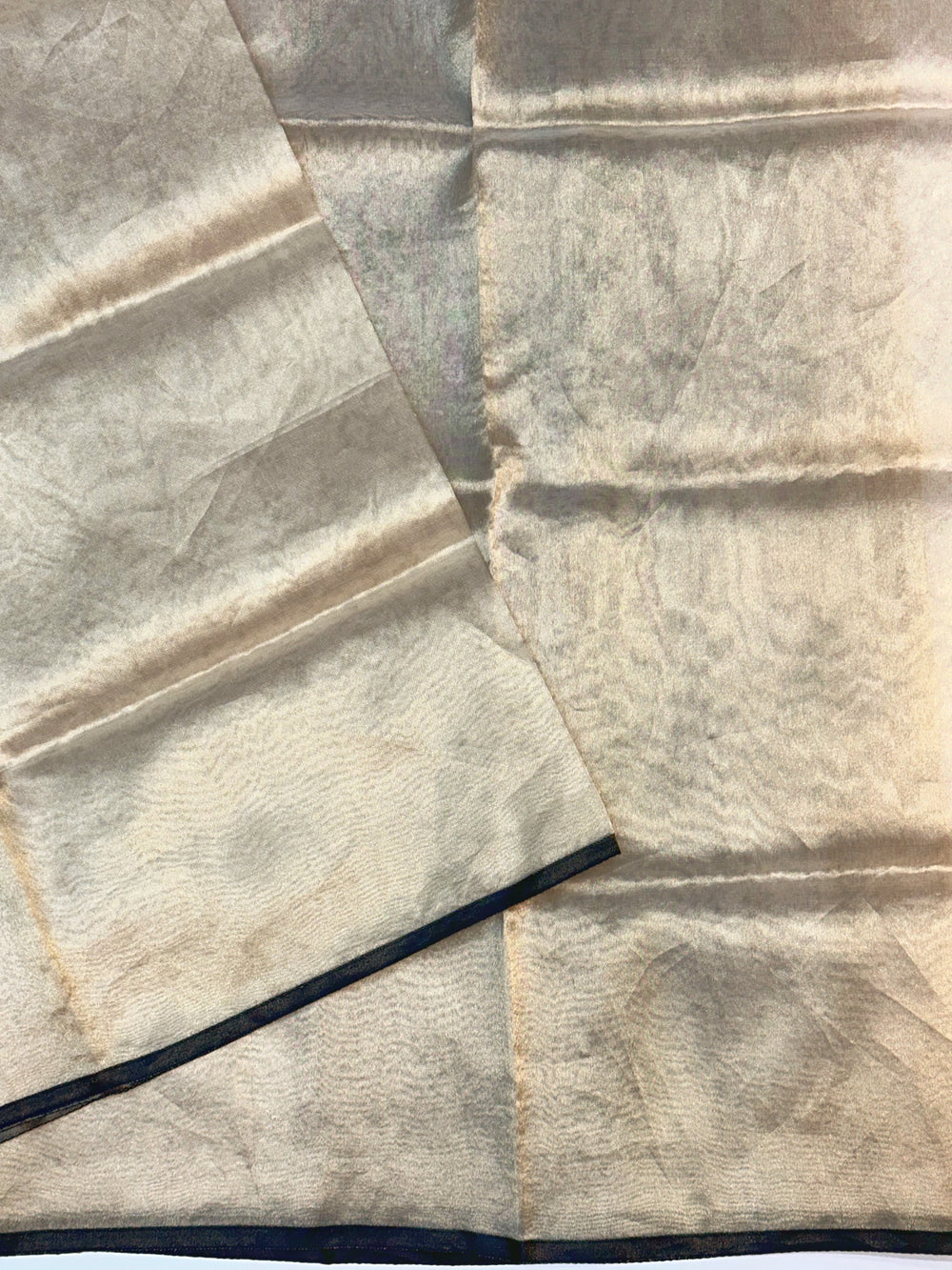 Ivory White Plain Tissue Silk  Handwoven Banarasi Saree