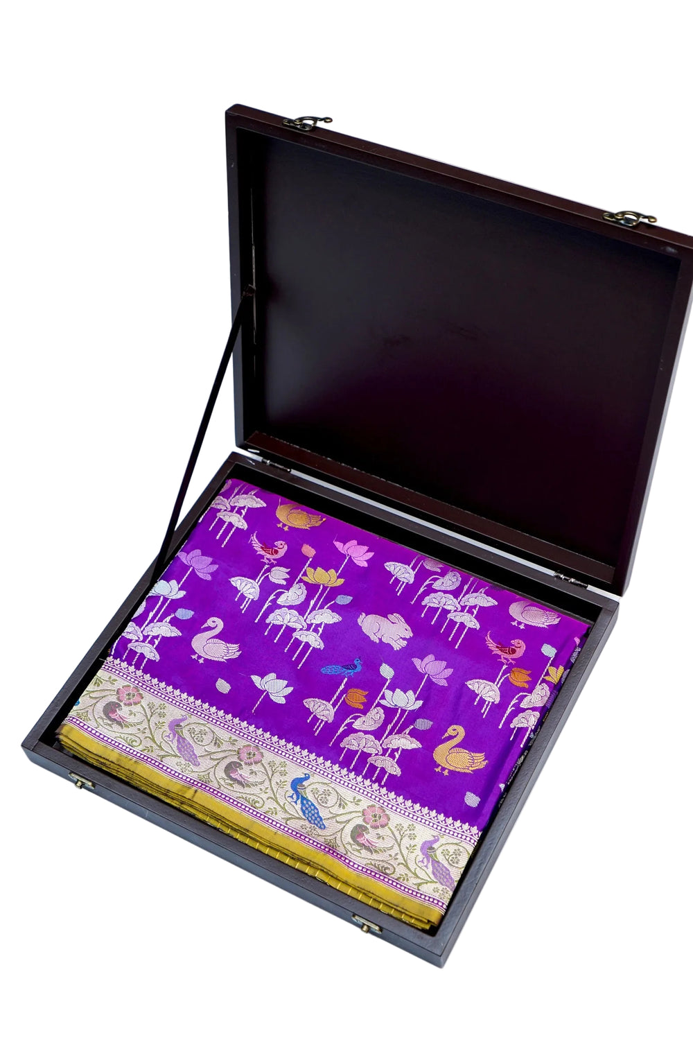 Violet Purple Shikargah Katan Silk Handwoven Banarasi Saree