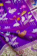 Violet Purple Shikargah Katan Silk Handwoven Banarasi Saree