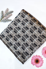 Jade Black Geometric Katan Silk Handwoven Banarasi Thaan