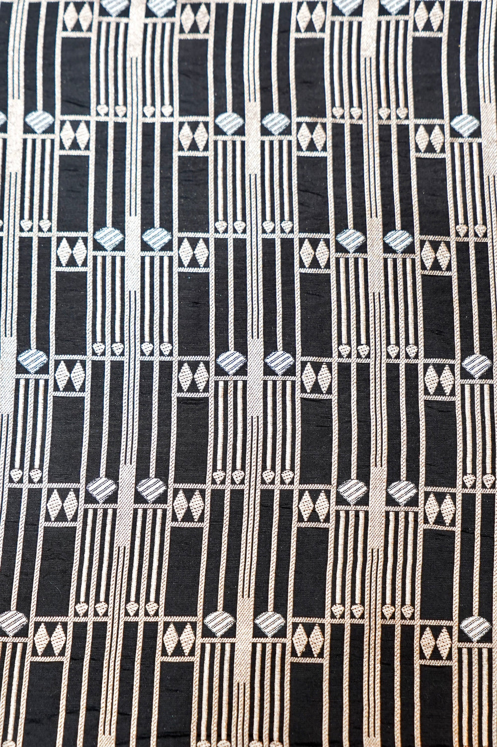 Jade Black Geometric Katan Silk Handwoven Banarasi Thaan