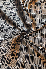 Jade Black Geometric Katan Silk Handwoven Banarasi Thaan