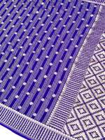 Indigo Blue Stripe Crepe  Handwoven Banarasi Saree