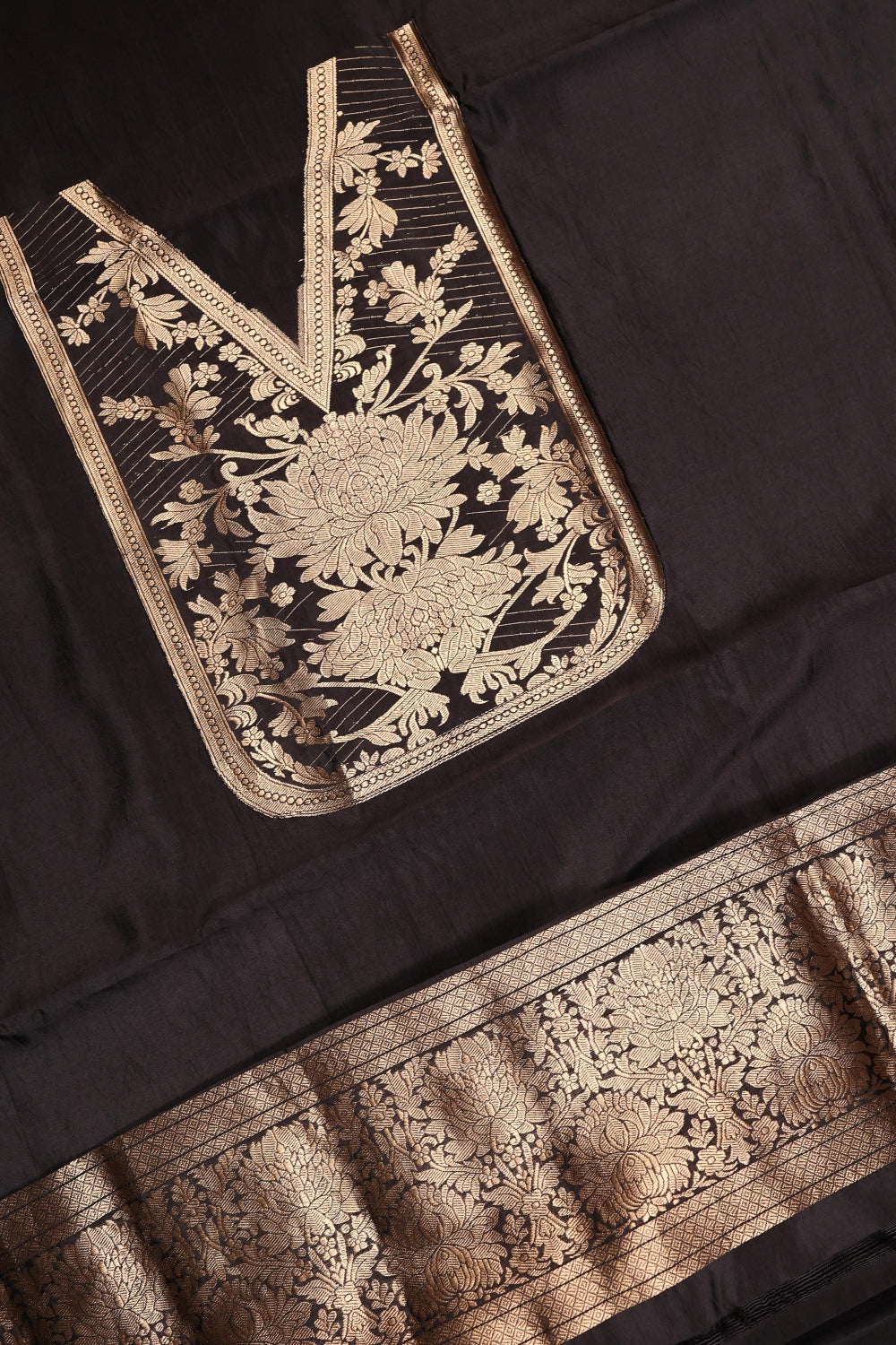 Handwoven Classic Black Banarasi Katan Silk Suit