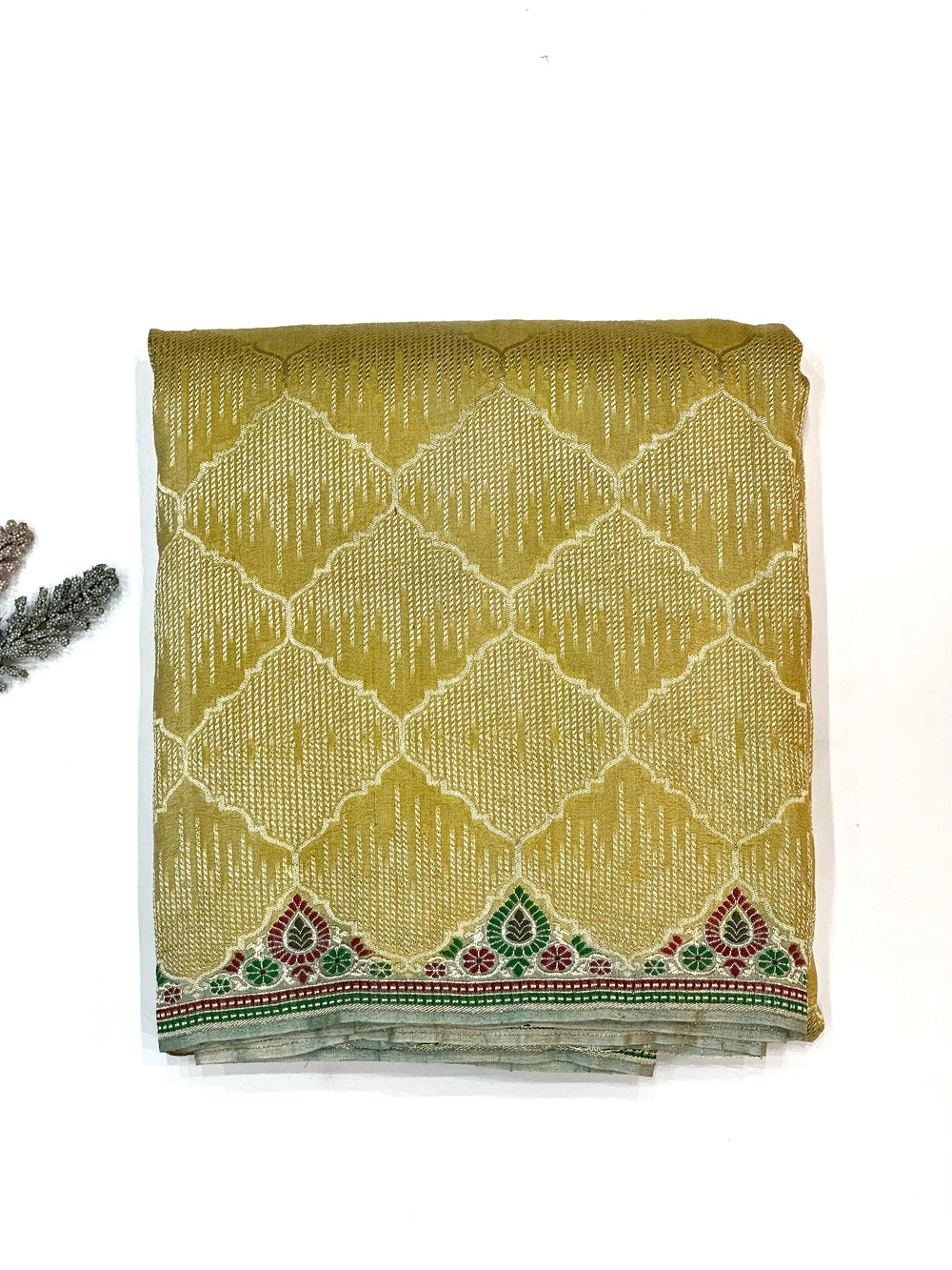 Fawn Tan Brocade Tussar Silk Handwoven Banarasi Saree