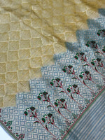 Fawn Tan Brocade Tussar Silk Handwoven Banarasi Saree