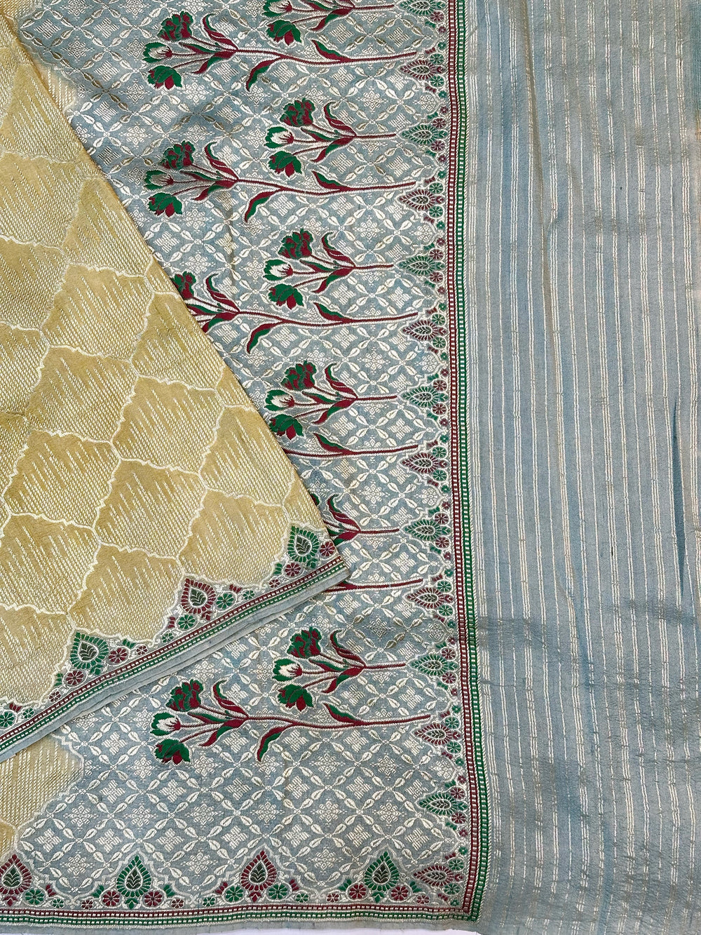 Fawn Tan Brocade Tussar Silk Handwoven Banarasi Saree