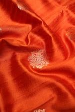 Handwoven Orange Banarasi Banarasi Tusser Silk Suit