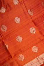 Handwoven Orange Banarasi Banarasi Tusser Silk Suit