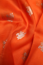 Handwoven Orange Banarasi Banarasi Tusser Silk Suit
