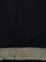 Jade Black Geometric Mashru Silk  Handwoven Banarasi Saree