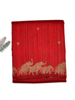 Crimson Red Motif Tussar Silk Handwoven Banarasi Saree