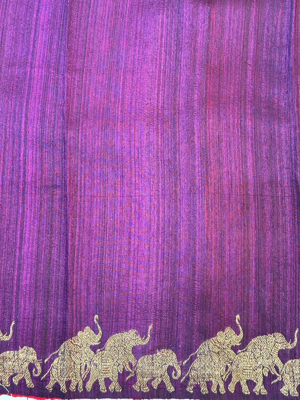 Crimson Red Motif Tussar Silk Handwoven Banarasi Saree