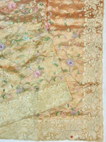 Linen White Resham Embroidery Breezy Organza  Handwoven Banarasi Saree