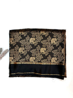 Jade Black Brocade Crepe  Handwoven Banarasi Saree