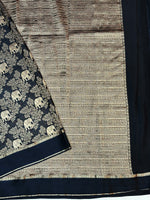 Jade Black Brocade Crepe  Handwoven Banarasi Saree