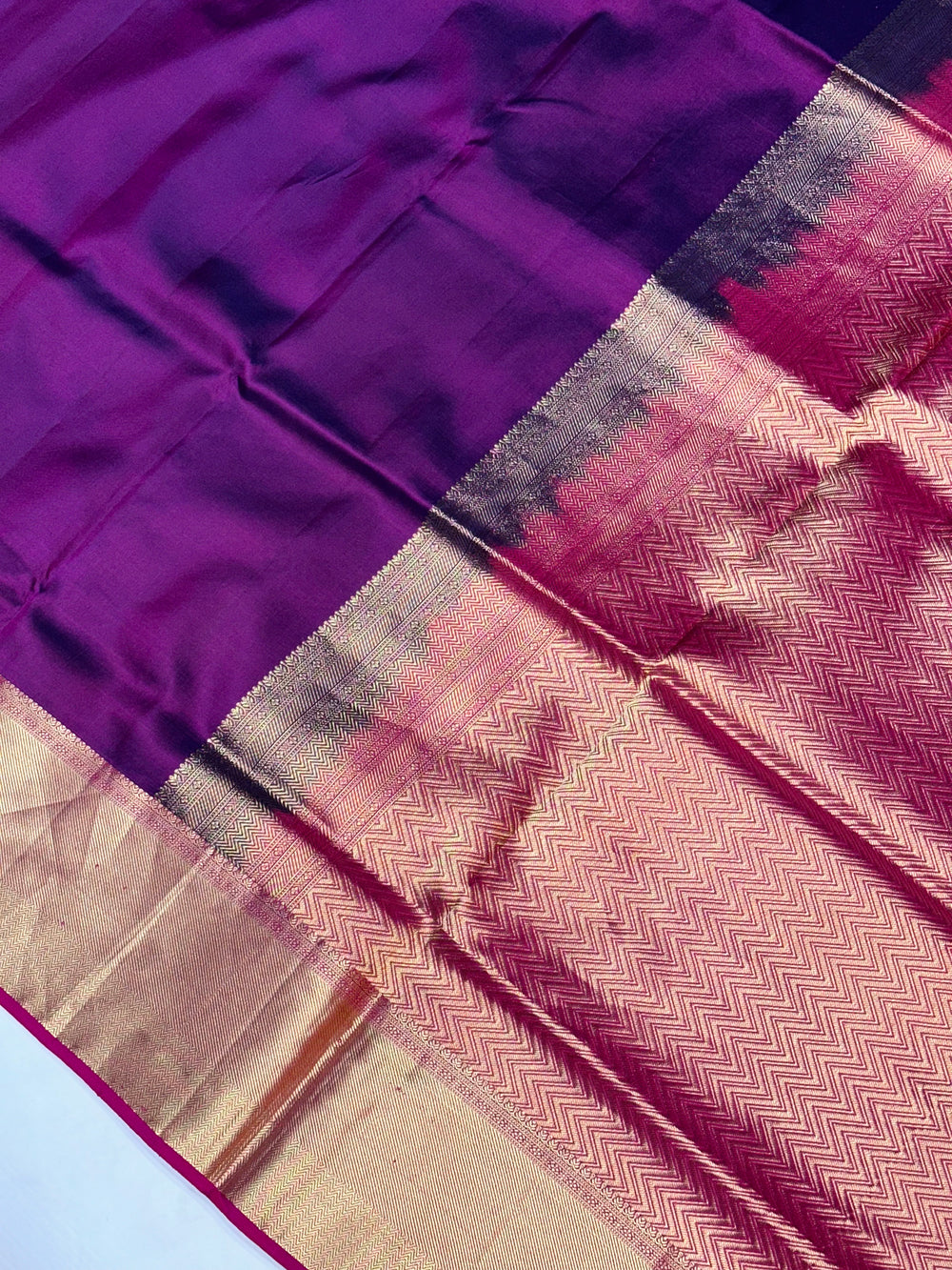 Boysenberry Purple Plain South Silk Kanjivaram Saree