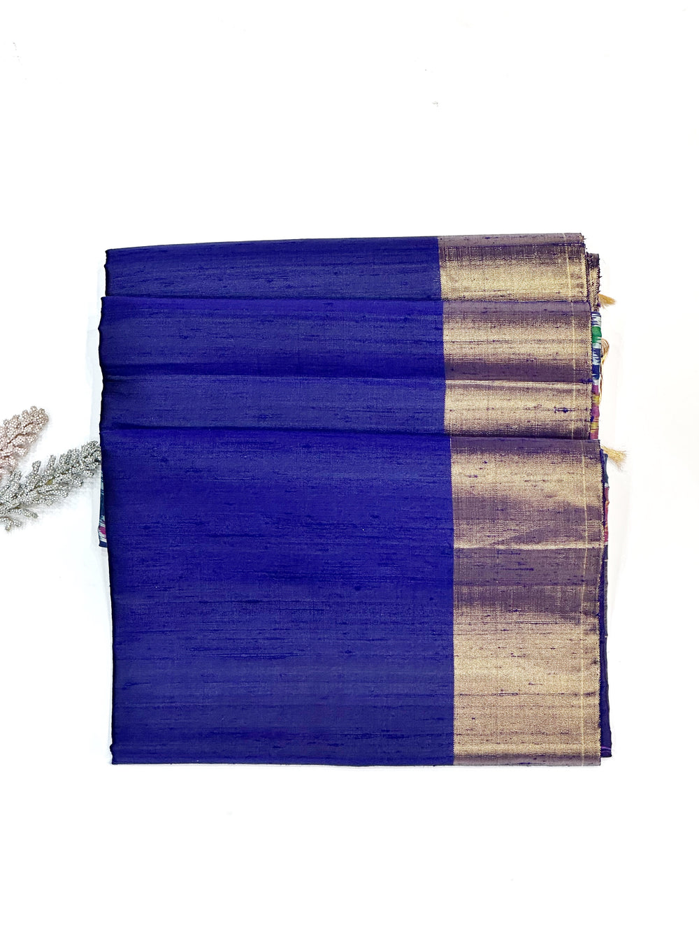Admiral Blue Ikat Print Tussar Silk Handwoven Banarasi Saree