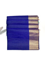 Admiral Blue Ikat Print Tussar Silk Handwoven Banarasi Saree