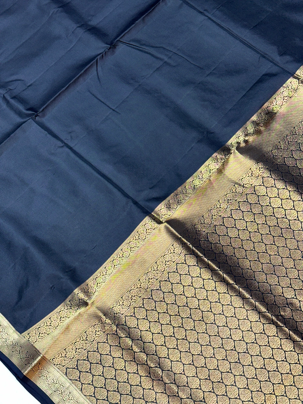 Jade Black Plain South Silk Kanjivaram Saree