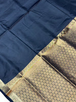 Jade Black Plain South Silk Kanjivaram Saree