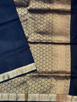 Jade Black Plain South Silk Kanjivaram Saree