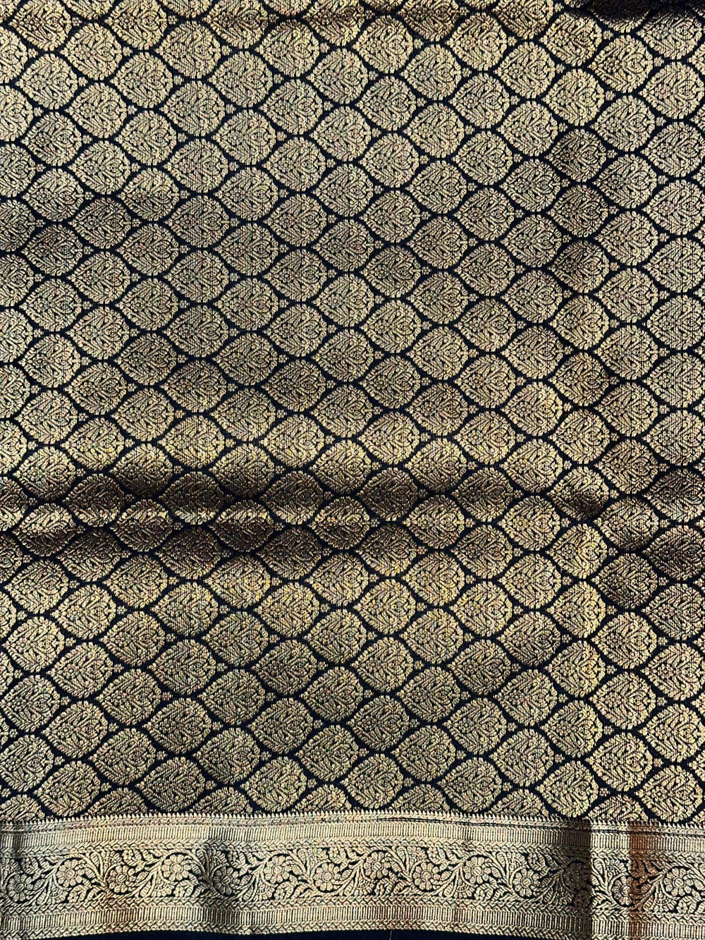 Jade Black Plain South Silk Kanjivaram Saree