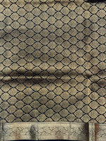 Jade Black Plain South Silk Kanjivaram Saree