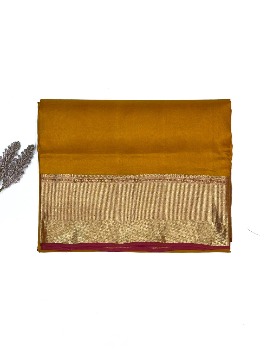 Honey Yellow Plain South Silk Kanjivaram Saree