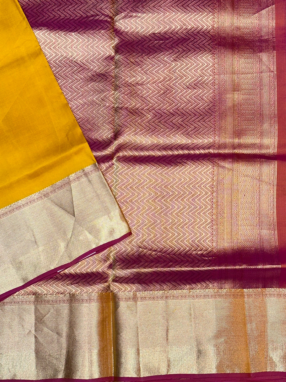 Honey Yellow Plain South Silk Kanjivaram Saree