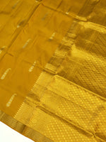 Mustard Yellow Motif Katan Silk Handwoven Banarasi Saree