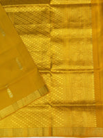 Mustard Yellow Motif Katan Silk Handwoven Banarasi Saree