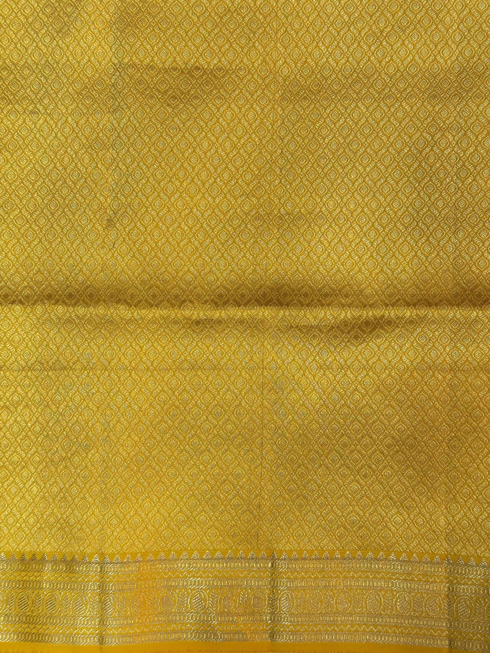 Mustard Yellow Motif Katan Silk Handwoven Banarasi Saree