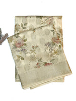 Oyster Tan Booti Soft Silk  Handwoven Banarasi Saree