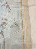 Oyster Tan Booti Soft Silk  Handwoven Banarasi Saree