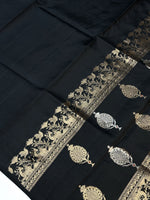 Jade Black Sona Roopa Soft Silk  Handwoven Banarasi Saree