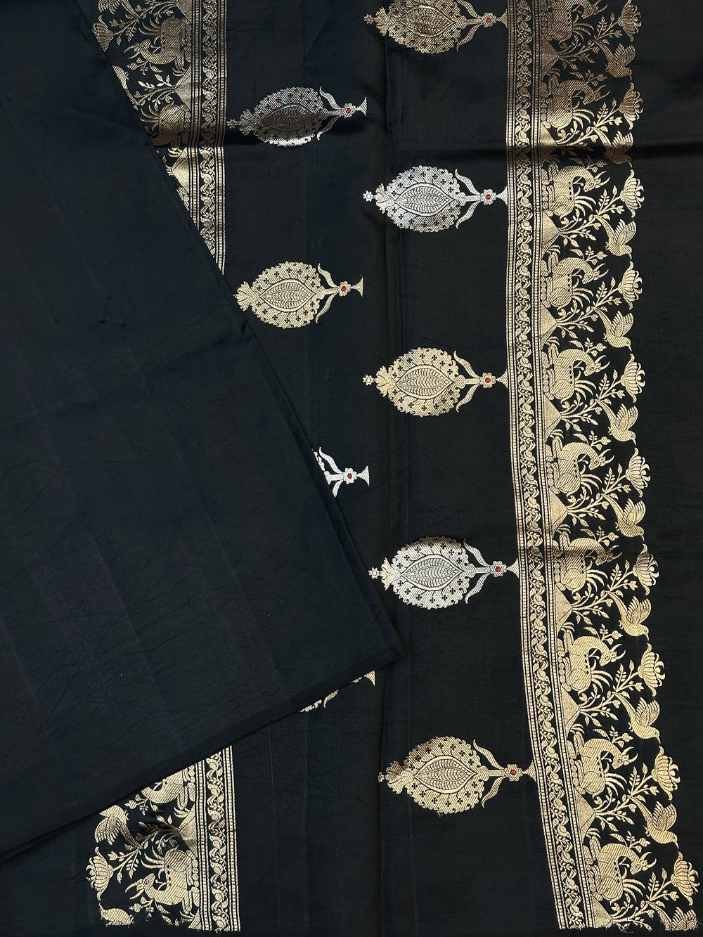 Jade Black Sona Roopa Soft Silk  Handwoven Banarasi Saree