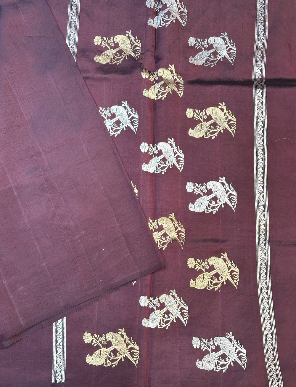 Wine Red Sona Roopa Soft Silk  Handwoven Banarasi Saree