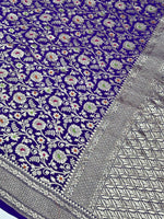 Berry Blue Meenakari Georgette Khaddi Handwoven Banarasi Saree