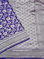 Berry Blue Meenakari Georgette Khaddi Handwoven Banarasi Saree