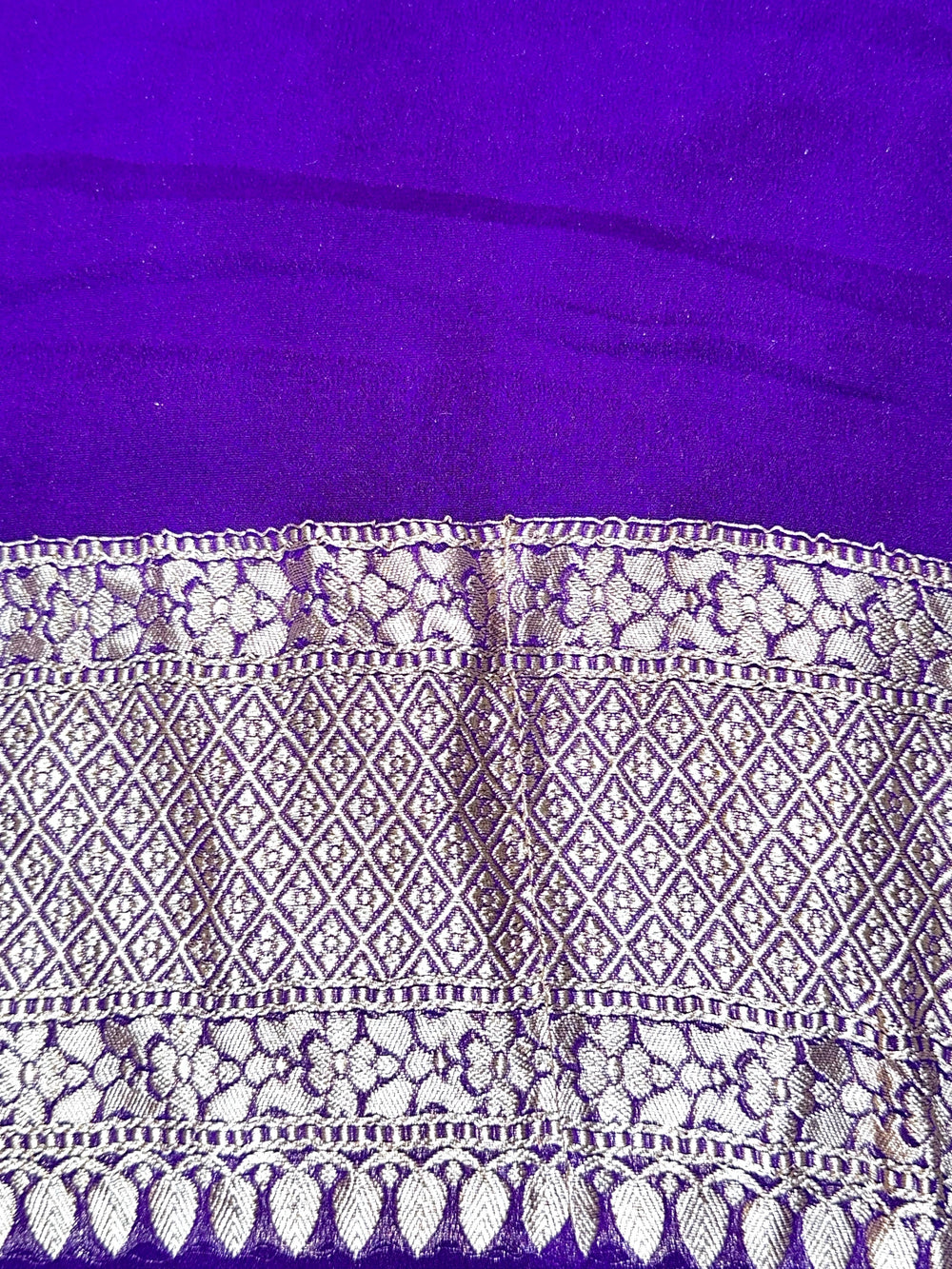 Berry Blue Meenakari Georgette Khaddi Handwoven Banarasi Saree